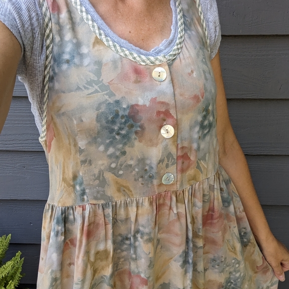 flowy rayon VINTAGE MAXI DRESS jumper S - Picture 4 of 8